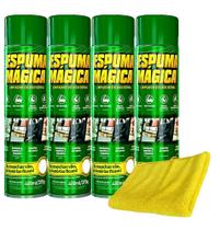 Kit com 4 espuma magica aerossol 400ml - proauto + pano