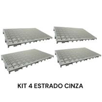 Kit com 4 estrados plásticos 40x3x60,8cm cinza pallet