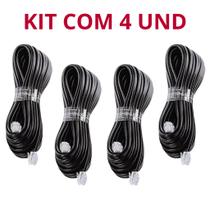 Kit com 4 Extensão 5 Metros Lisa Fio Chato Telefone