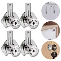 Kit Com 4 Fechaduras Lingueta Longa Tambor 31mm Móveis Armários Portinhas Fecho Trinco Segurança