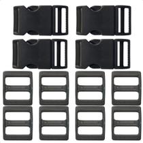 Kit Com 4 Fechos Engate Rápido 15mm E 8 Reguladores Mochilas