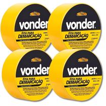 Kit Com 4 Fitas Adesivas Para Demarcação 48mmx30m Amarela - Vonder Kit Com 4 Fitas Adesivas Para Demarcação 48mmx30m Amarela - Vonder