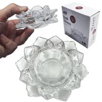 Kit com 4 Flor De Lótus Cristal Decorativa em Vidro Presente Decoração Castiçal