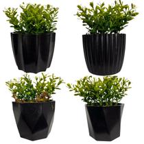 Kit com 4 Florzinhas Suculentas Artificiais em Vasos Arranjos Decorativos para Casa