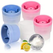 Kit com 4 Formas De Gelo Bola 6cm Copo Empilhável em Silicone Gelos Drink Agua Sucos