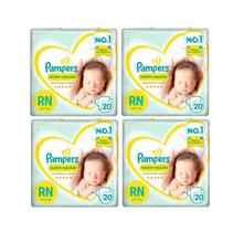 Kit Com 4 Fralda Pampers Premium Care RN Até 4kg com 80 unidades