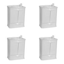 Kit com 4 Gabinetes para Banheiro em Plástico com Lavatório Fit sem Torneira Astra Branco Kit com 4 Gabinetes para Banheiro em Plástico com Lavatório Fit sem Torneira Astra Branco