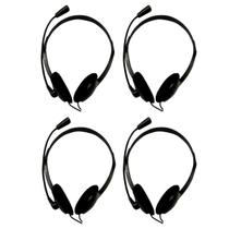 Kit com 4 Headsets Office Usb Adaptador Usb-C Preto Bright