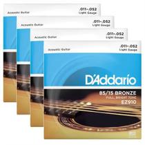 Kit Com 4 Jogos De Cordas Para Violão Aço Daddario 011 EZ910