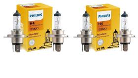 Kit com 4 Lampadas Original Philips Standard H4 Halogena 12v - 12342C1