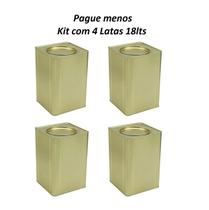 Kit com 4 Latas Metalica Vazia Quadrada Com tampa 18 litros - Laras