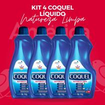 Kit com 4 Lava Roupas Liquido Coco Coquel CasaKm Todos Tecidos 1 Litro - Casa Km
