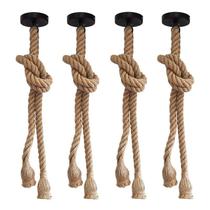 Kit com 4 Lustres Pendentes Corda para 2 Lâmpadas E27 Bivolt