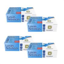 Kit com 4 Luva Procedimento Tamanho M sem Pó Nitrilica Azul Kit com 4 Luva Procedimento Tamanho M sem Pó Nitrilica Azul