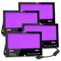 Kit com 4 Luzes de Inundação Blacklight MELPO 80W - IP66 - Uso Externo