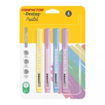 Kit com 4 Marcador Destaq Pastel Compactor