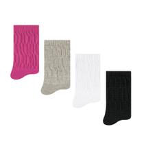 Kit com 4 Meias Aeróbica Canelada Selene 4910-001 Algodão