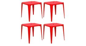 Kit Com 4 Mesa de Plástico Bela Vista - Vermelha - Mor Kit Com 4 Mesa de Plástico Bela Vista - Vermelha - Mor