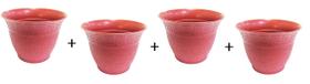 Kit com 4 Mini Vaso Redondo Telha 200Ml 6X8cm de Plástico