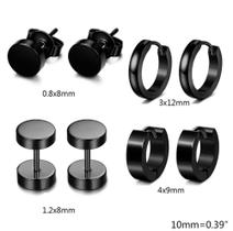 Kit com 4 Modelos de Brincos de Aço Inoxidável Unissex