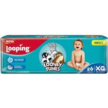 Kit com 4 pacotes de fralda looping looney tunes mega - tamanho xg