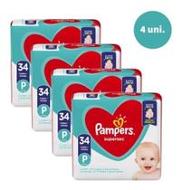 Kit Com 4 Pacotes Fraldas Pampers Supersec Barato P