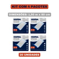 Kit com 4 pacotes Protetor de Colchão Lençol Absorvente Higifral Tamanho G