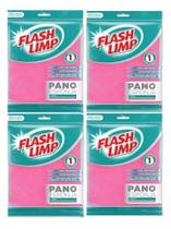Kit Com 4 Pano Esponja Multiuso Ultra Absorvente Flash Limp