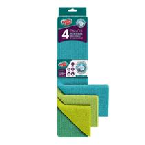 Kit com 4 Pano Microfibra Multiuso Flash Limp - Limpeza Prática e Sem Riscos