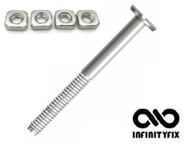 Kit Com 4 parafuso de Cama Com Porca Quadrada 1/4x100 Zincado.