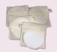 KIt com 4 pares Absorventes para Seios amamentação 100% algodão reutilizável