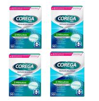 KIT com 4 Pastilha de Limpeza 3 Minutos com 30 Corega Tabs KIT com 4 Pastilha de Limpeza 3 Minutos com 30 Corega Tabs
