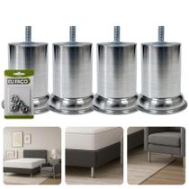Kit Com 4 Pé 8cm Alumínio Concreto Rosca Máquina 5 16 Móveis Cama Estofados Resistente Reforçado Kit Com 4 Pé 8cm Alumínio Concreto Rosca Máquina 5 16 Móveis Cama Estofados Resistente Reforçado
