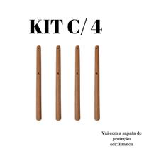 Kit com 4 Pé Cadeira Eames 40cm Madeira + Sapata De Proteção