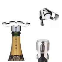kit com 4 Peças - Tampa Para Champagne Espumante Rolha Inox Design De Luxo