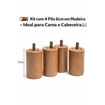 Kit com 4 Pés 6cm em Madeira Ideal para Cama e Cabeceira