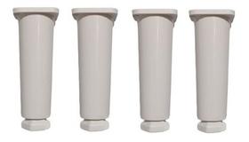 Kit com 4 Pés Para Gabinete de Pia Armário Balcão 14cm Regulável Geli Branco