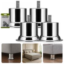 Kit Com 4 Pés Rosca Máquina 5 16 Pézinho Suporte Cama Box Queen King Solteiro Casal Kit Com 4 Pés Rosca Máquina 5 16 Pézinho Suporte Cama Box Queen King Solteiro Casal