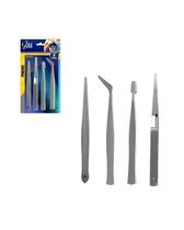 Kit com 4 Pinças para artesanato e eletrônicos 123Util Kit com 4 Pinças para artesanato e eletrônicos 123Util