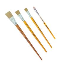 Kit com 4 Pincéis Chato Tigre Cerda Brasil Pintura Pincel Artesanato Ponta Fina