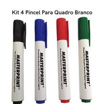 Kit com 4 Pincéis para Quadro Branco Recarregáveis Masterprint Cores Sortidas Kit com 4 Pincéis para Quadro Branco Recarregáveis Masterprint Cores Sortidas