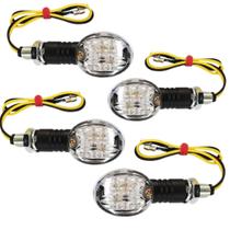 Kit Com 4 Piscas Seta Led Mini Oval Moto Universal Redondo
