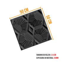 Kit com 4 Placas 3D Revestimento de Parede 50x50cm - GF Casa Decor