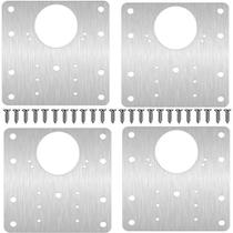 Kit com 4 placas de reparo para dobradiça solta 9x9cm em inox + parafusos ideal para móveis de mdf e madeira Kit com 4 placas de reparo para dobradiça solta 9x9cm em inox + parafusos ideal para móveis de mdf e madeira
