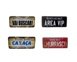 kit com 4 placas modelo carro decorativa