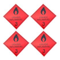 Kit Com 4 Placas Simbologia Líquido Inflamável - 3 30x30cm