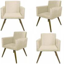 Kit Com 4 Poltronas Decorativas Nina Suede Bege s/r-Maitê Moda Casa Kit Com 4 Poltronas Decorativas Nina Suede Bege s/r-Maitê Moda Casa