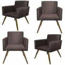 Kit Com 4 Poltronas Decorativas Nina Suede Marrom s/r Kit Com 4 Poltronas Decorativas Nina Suede Marrom s/r