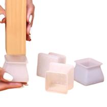 Kit com 4 Ponteira Protetor de Pé Cadeira Mesa Silicone Proteção Antiruido Quadrado