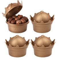 kIT com 4 Porta Mix Coroa de Princesa Pote de Doce p/ Festa Dourado
